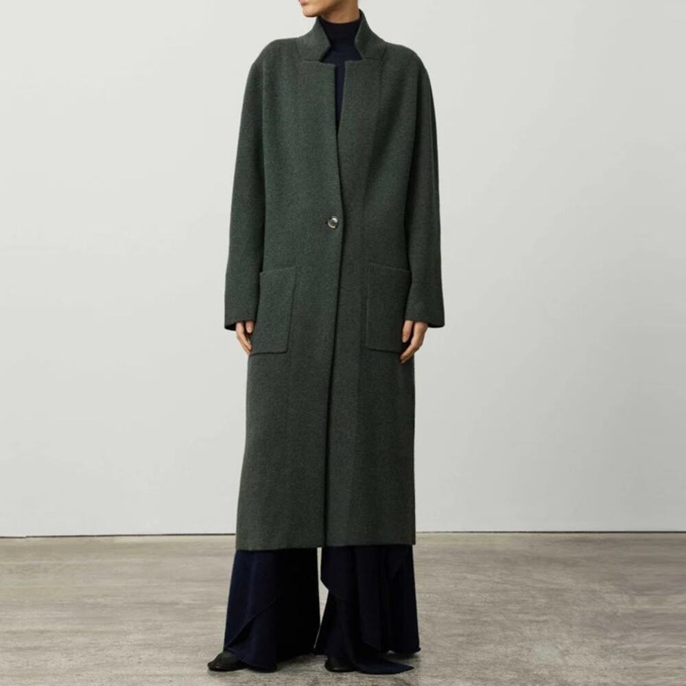 Lisa Yang The Amie Cashmere Coat Jacket Sweater Cardigan Sz 1 S-M Olive Coatigan